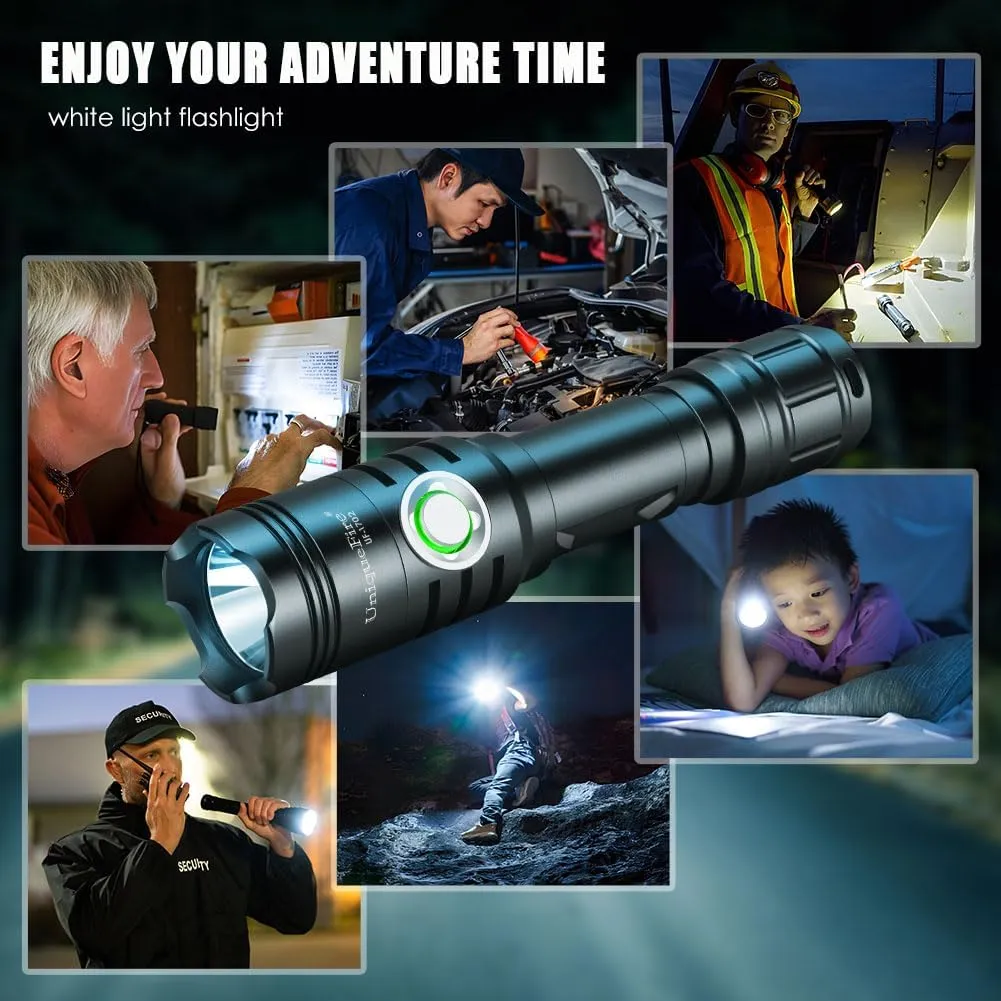 UniqueFire Rechargeable Mini Flashlights High Lumens, 2500 Lumens Super Bright Powerful LED Flash Light, 2 Modes Waterproof Handheld Flash Light for Home, Emergencies, Camping (White light-1702)