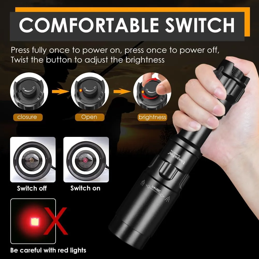 UniqueFire Upgrade 1605N T38 850nm IR Illuminator USB C Rechargeable LED Flashlight for Night Vision Hunting Fishing,Fresnel Lens Zoomable Infrared Light Tactical Torch Set,Lighting Up to 500M 