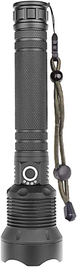 Uonlytech Rechargeable Flashlight Flashlight Portable USB Charging with Power Display Outdoor Torch Light Zoomable Telescopic Flashlight (without Battery) High Powered Flashlight