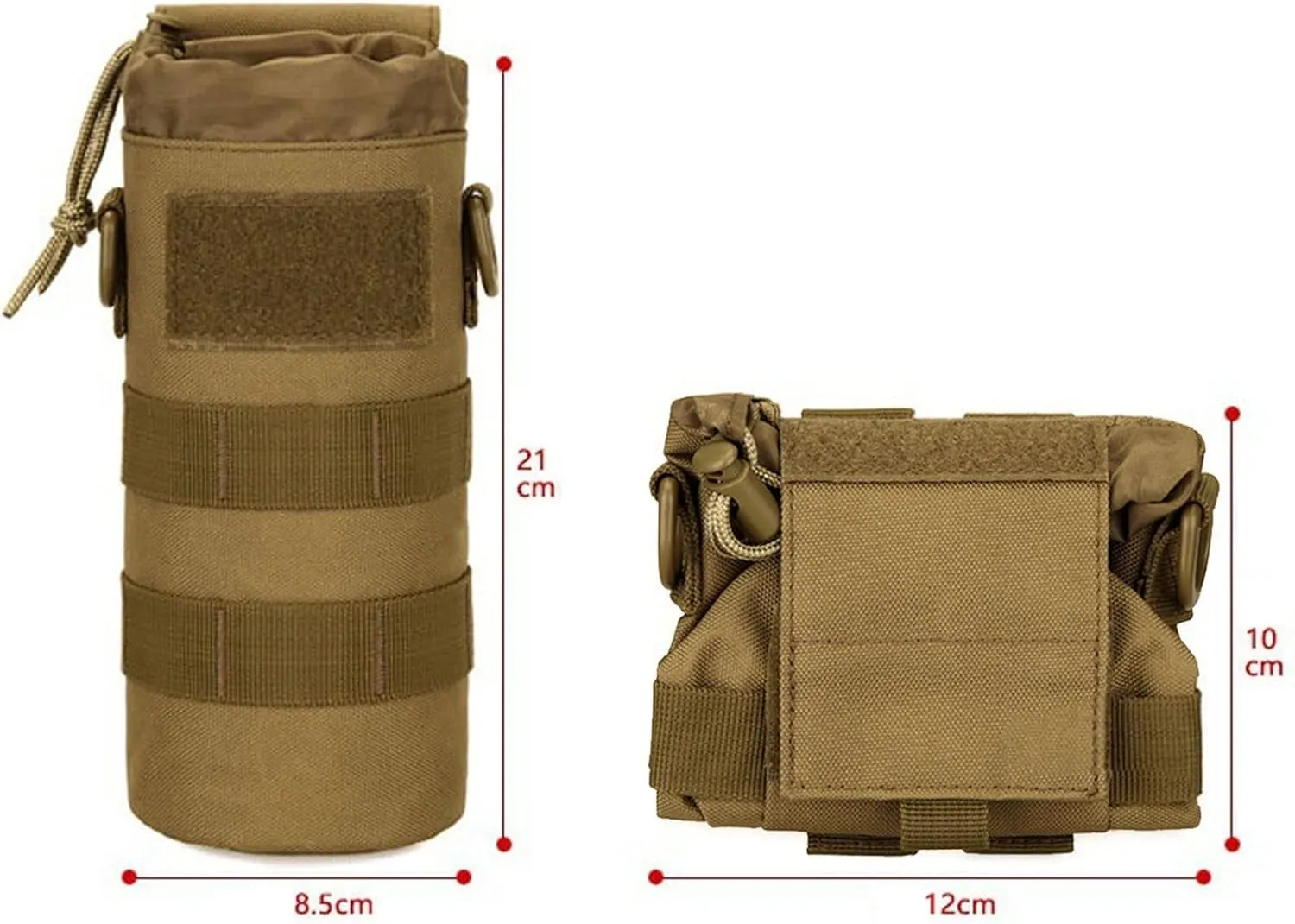 Upgrade 1000D Roll- Up Folding Molle Water Pouch with Strap   USA Flag Patch for Hiking Camping Travel
