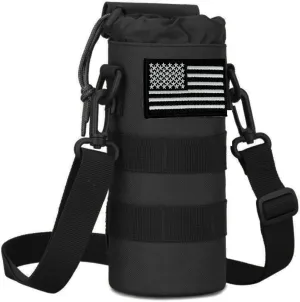 Upgrade 1000D Roll- Up Folding Molle Water Pouch with Strap   USA Flag Patch for Hiking Camping Travel