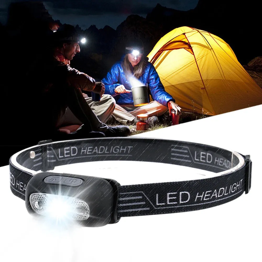 USB Rechargeable Mini Headlamp with Wave Sensor Flashlight for Camping, Hiking, Emergency Lighting