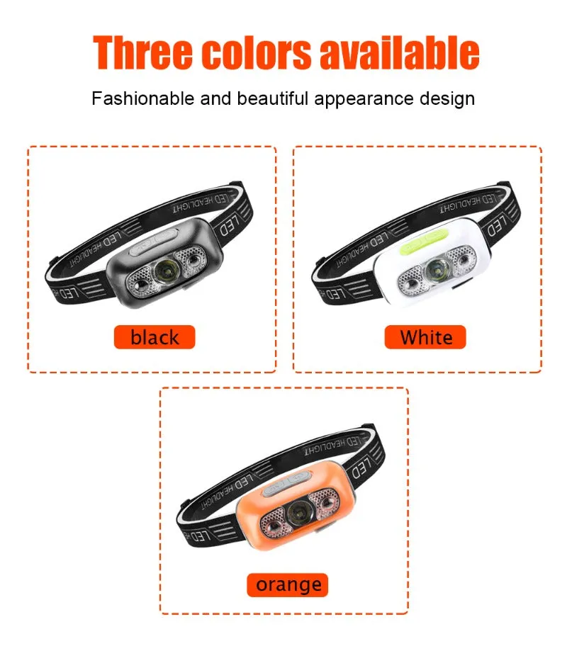 USB Rechargeable Mini Headlamp with Wave Sensor Flashlight for Camping, Hiking, Emergency Lighting