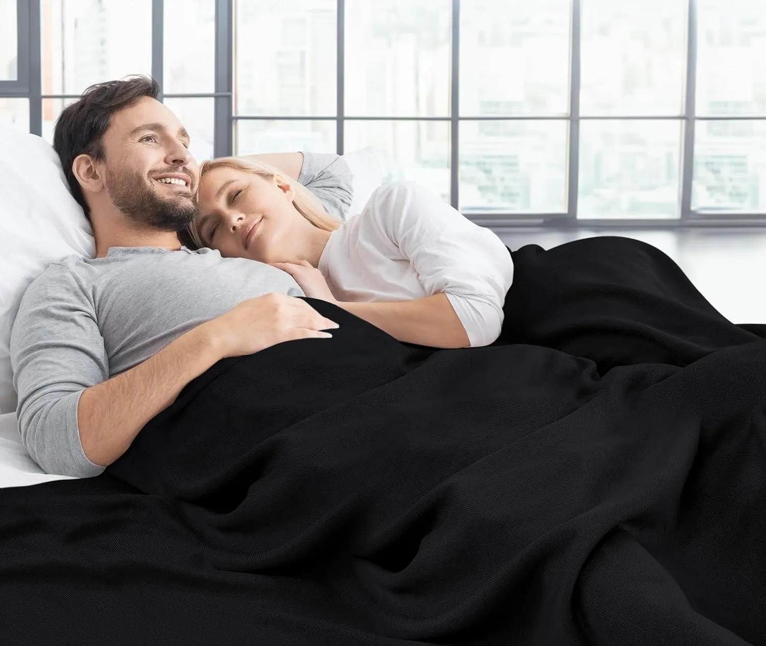 Utopia Bedding Knit Blanket Queen Size (90x90 Inches, Black) Soft Lightweight Jersey Breathable Sweatshirt Blanket for Bed,Couch & Sofa