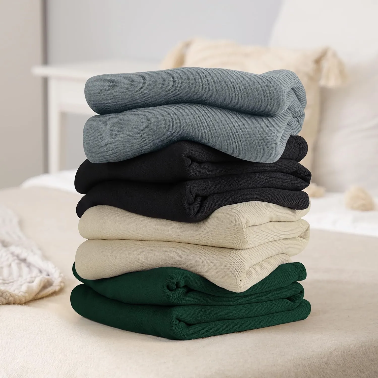 Utopia Bedding Knit Blanket Queen Size (90x90 Inches, Green) Soft Lightweight Jersey Breathable Sweatshirt Blanket for Bed,Couch & Sofa