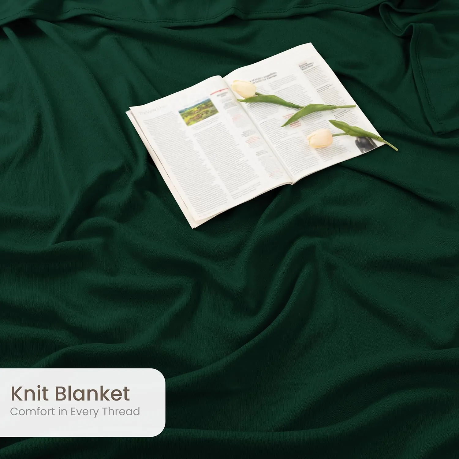 Utopia Bedding Knit Blanket Queen Size (90x90 Inches, Green) Soft Lightweight Jersey Breathable Sweatshirt Blanket for Bed,Couch & Sofa