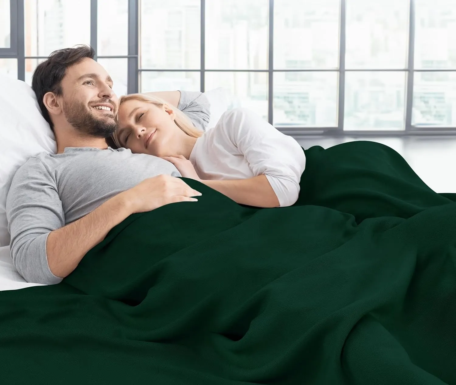 Utopia Bedding Knit Blanket Queen Size (90x90 Inches, Green) Soft Lightweight Jersey Breathable Sweatshirt Blanket for Bed,Couch & Sofa