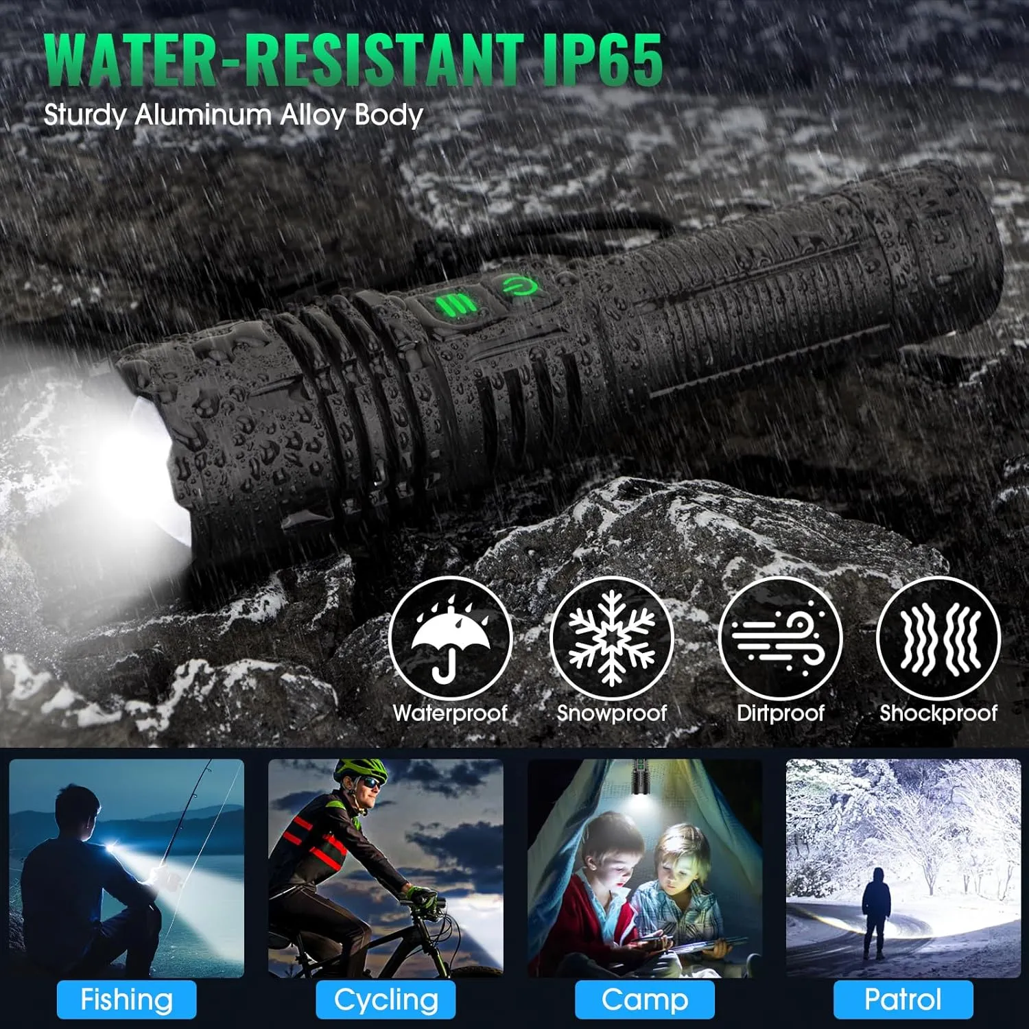 UV&High Lumens Flashlight Rechargeable, 2-in-1 Powerful Blacklight LED Flashlight Tactical 6 Modes Super Bright Waterproof Zoomable Detector for Pet Urine Curing Resin Camping Emergencies