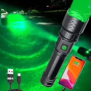 VASTFIRE USB-C Rechargeable Green Flashlight Zoomable 1000 Yard Pressure Switch Scope Rail Mount Hogs Predators Night Hunting
