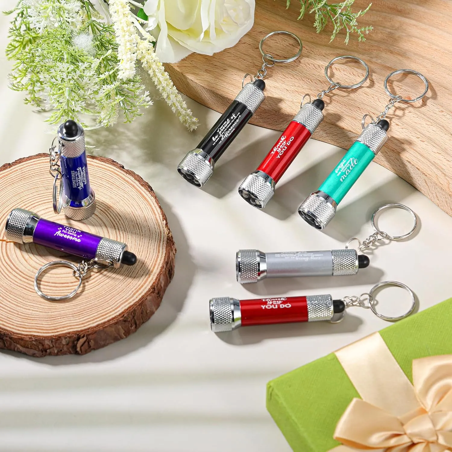VIHOSE 48 Pcs Mini Flashlights Bulk with Keychain Bright LED Flashlights Portable 5 Bulbs Small Flashlights Keychain Bulk with Battery Employee Appreciation Gifts for Party Favors(Multi Style)