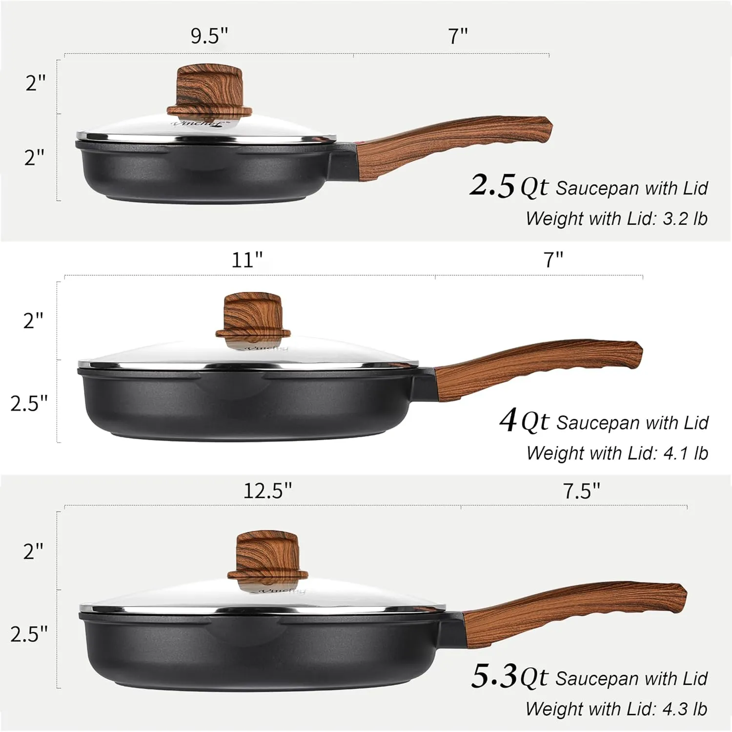 Vinchef Pots and Pans Set Non Stick, 12pcs Induction Cookware Set, Non Stick Frying Pans with Lid, Non Toxic Kitchen Cookware Sets, Pan Sets for Cooking, PFAS and PFOA Free