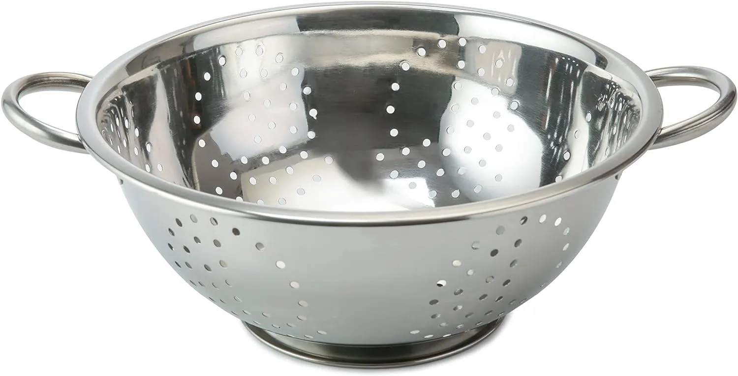 Vinod Stainless Steel Colander | Dishwasher Friendly Strainer | Perforated Base | Suitable For Straining Fruits, Vegetables, Noodles, Pasta, Spaghetti | Steel Handles