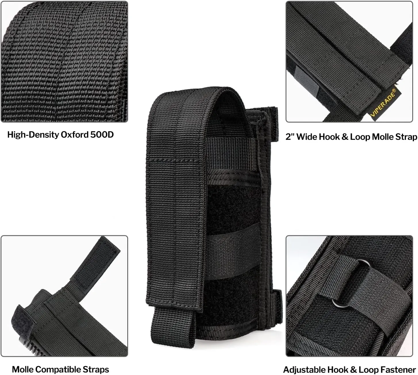 VIPERADE Tactical Flashlight Holster, Molle Flashlight Holder for Belt, Flashlight Pouch, Open Top Flashlight Holder for Vertical & Horizontal Carrying