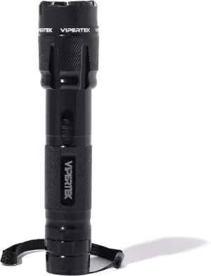 VIPERTEK VTS-T03 Aluminum Stun Gun for Self Defense Rechargeable with LED Flashlight, Black