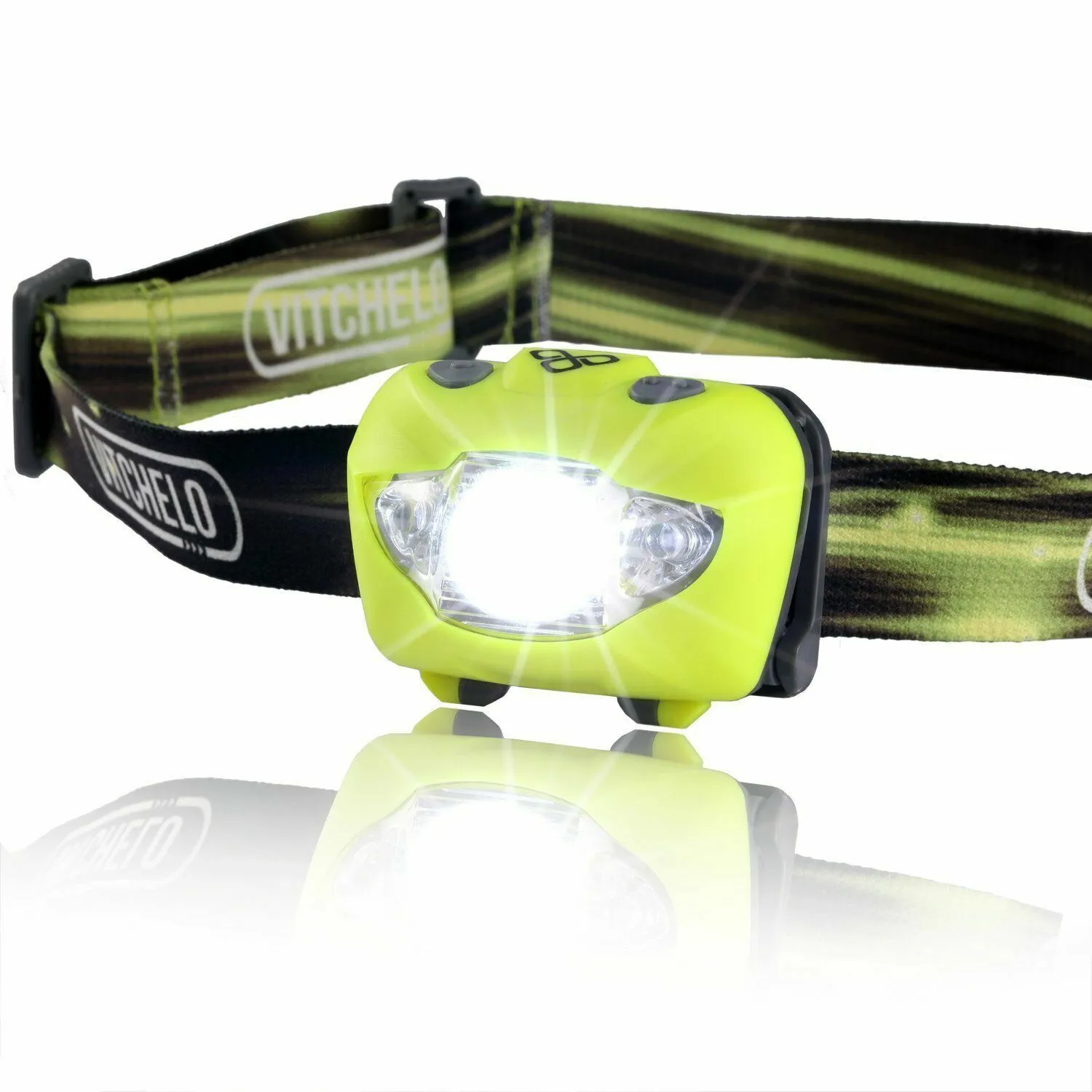 Vitchelo V800 Waterproof Headlamp Flashlight with Red LED - Yellow