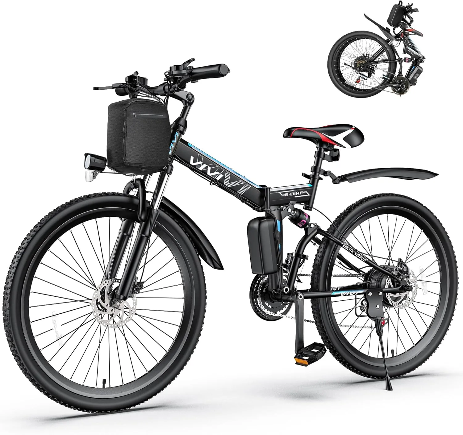 Vivi Electric Bike for Adults 750W Peak Folding Electric Mountain Bike 26'' Commuter Ebike 22MPH Adult Electric Bicycles with Removable Battery, LCD Display, Dual Shock Absorber, UL 2849 Certified