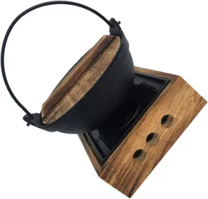 VOSAREA Japanese Style High Temperature Cast with Stand Soup Hot Pot Cooking Pan for Indoor Outdoor Use for Stewing Stir Frying and Camping