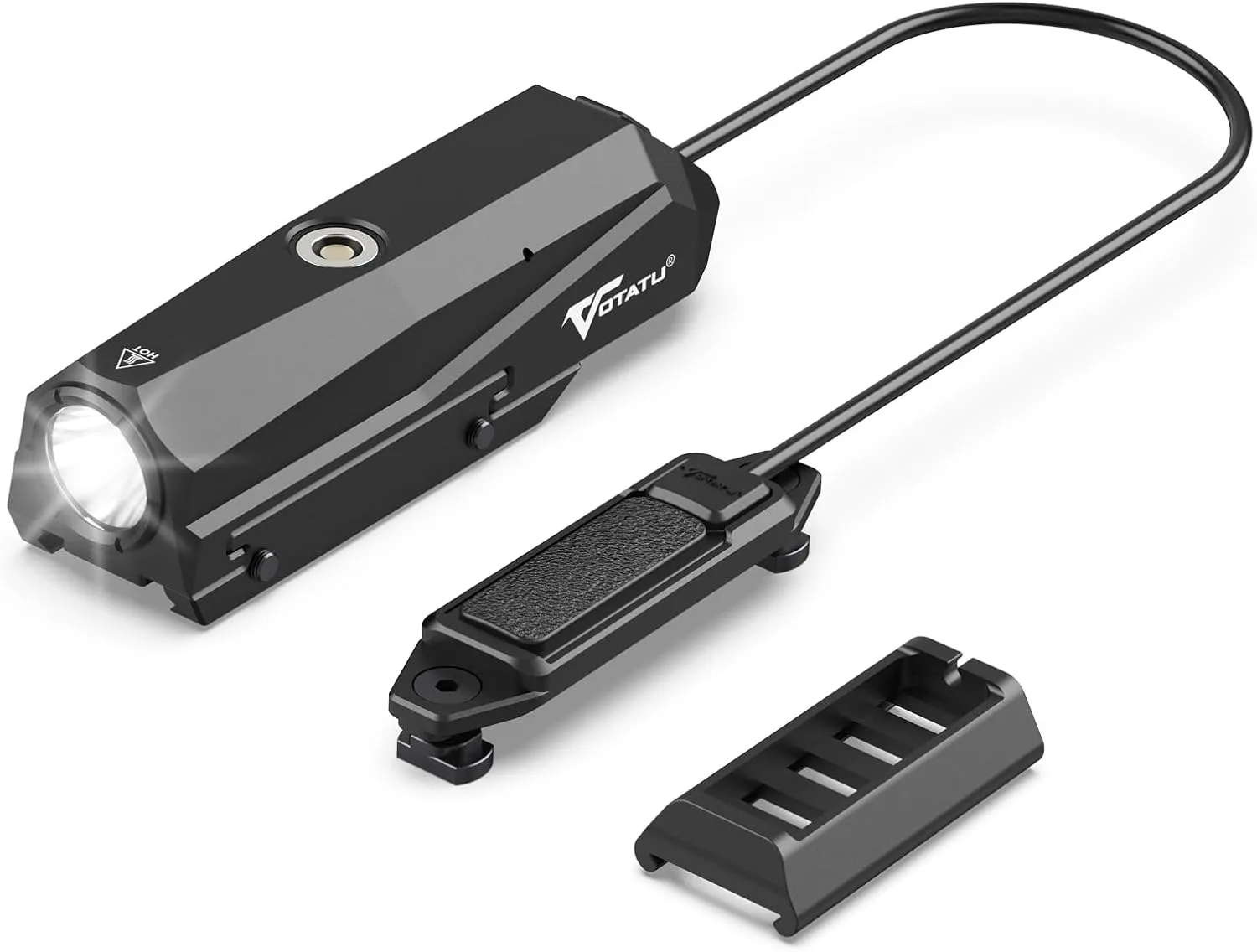 VOTATU PL50S 1450 Lumens Weapon Light with Pressure Switch, Rechargeable Picatinny Flashlight for Rifle, Magnetic USB Rechargeable, Tactical High/Low Modes