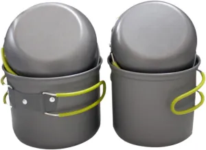Wakauto 1Set Outdoor Cookware Portable Oxide Camping Cooking Pan Kit for People Multi Purpose Pot Lid Easy to Clean for Picnics and Hiking