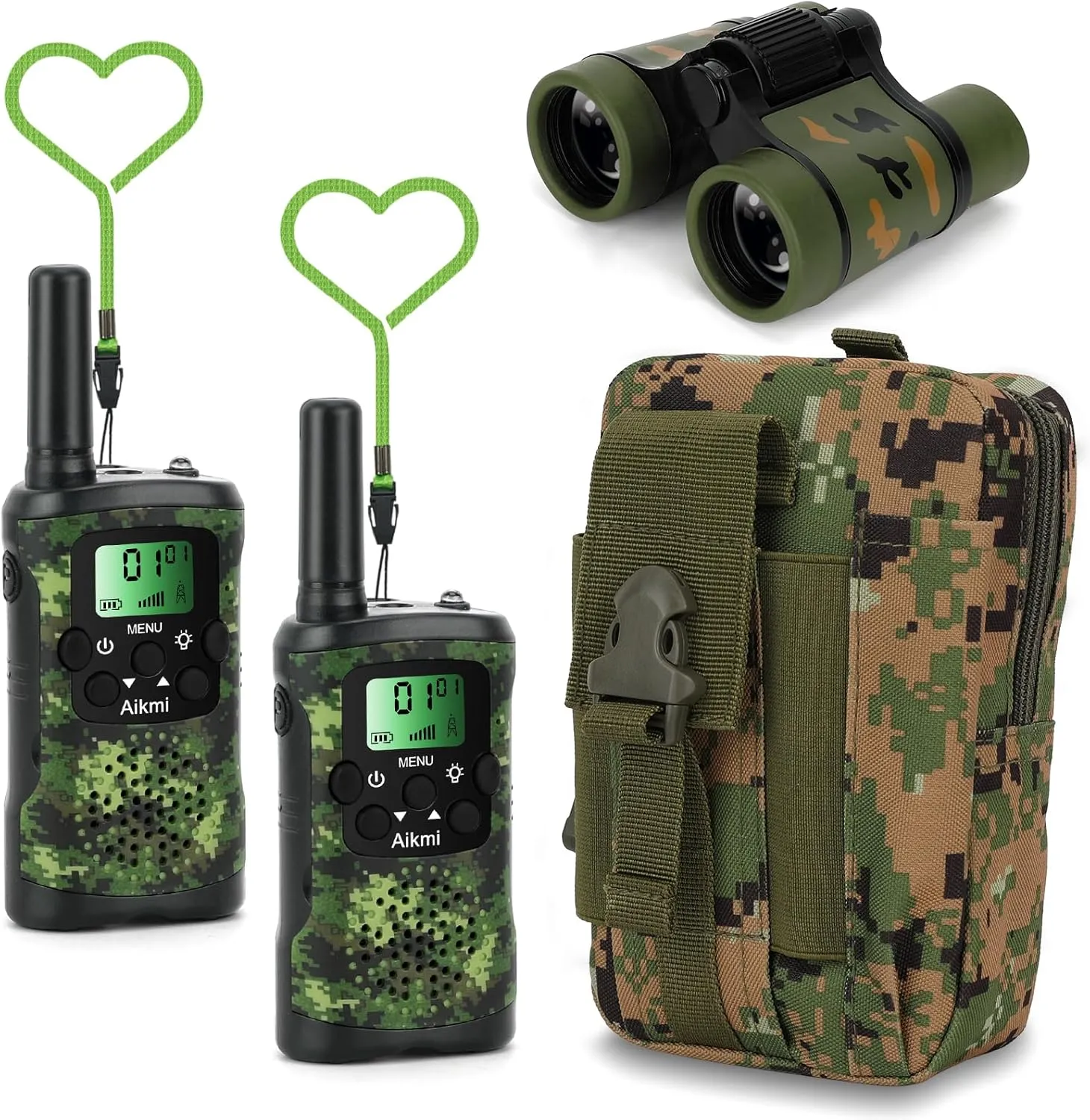 Walkie Talkies for Kids Toys for Boys Aged 5  Outdoor Toys 2 Way Radio 22 Channel 3 Miles Range for Camp Hunt Adventure Game Birthday 6 7 8 9 10 Year Old Boys Gifts (Green)