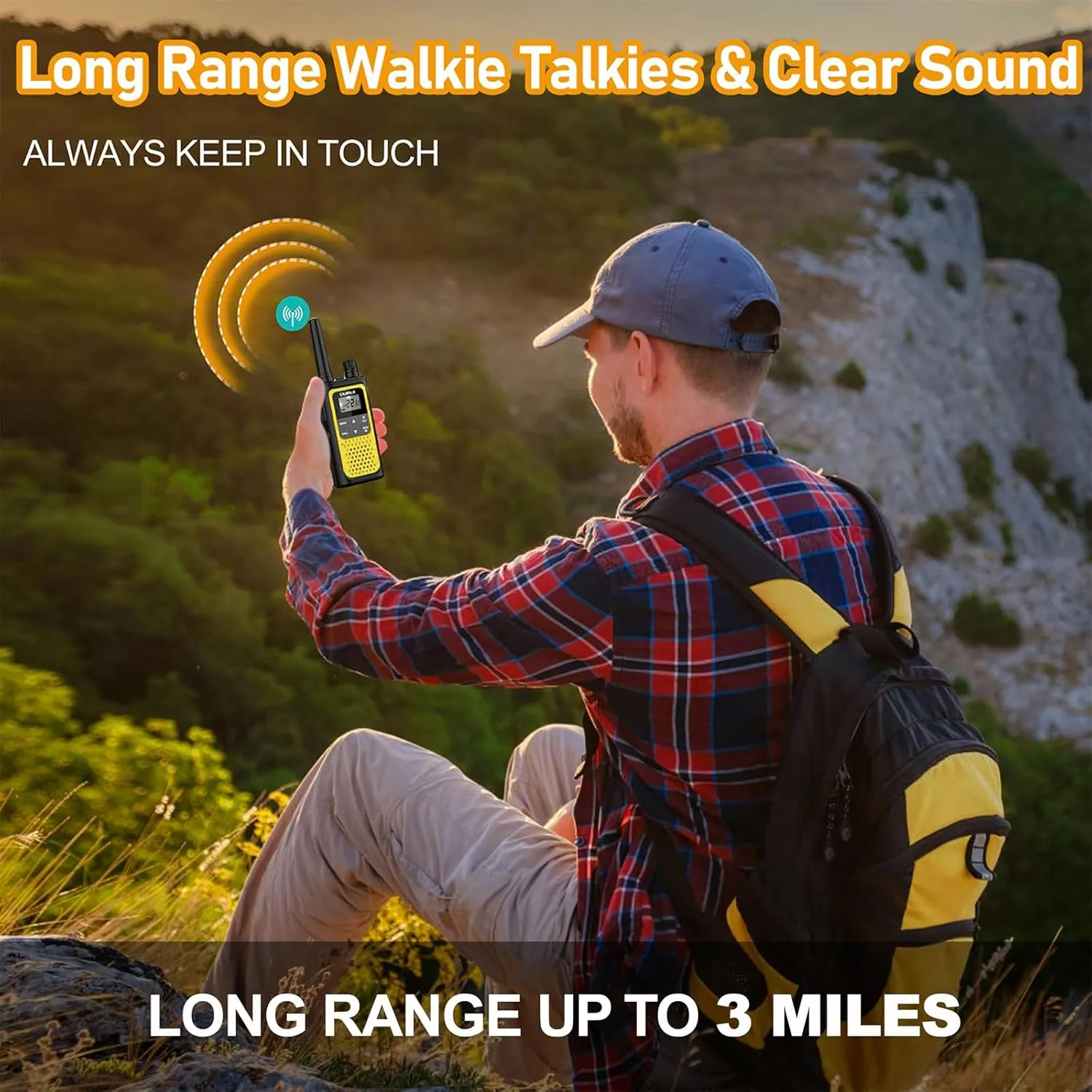 Walkie Talkies Long Range for Adults - 2 Pack Rechargeable Walkie Talkies Two Way Radios 22 FRS Channels, NOAA Weather Alerts, 1800mAh Li-ion Battery, LED Flashlight, VOX for Hiking Camping (Yellow)