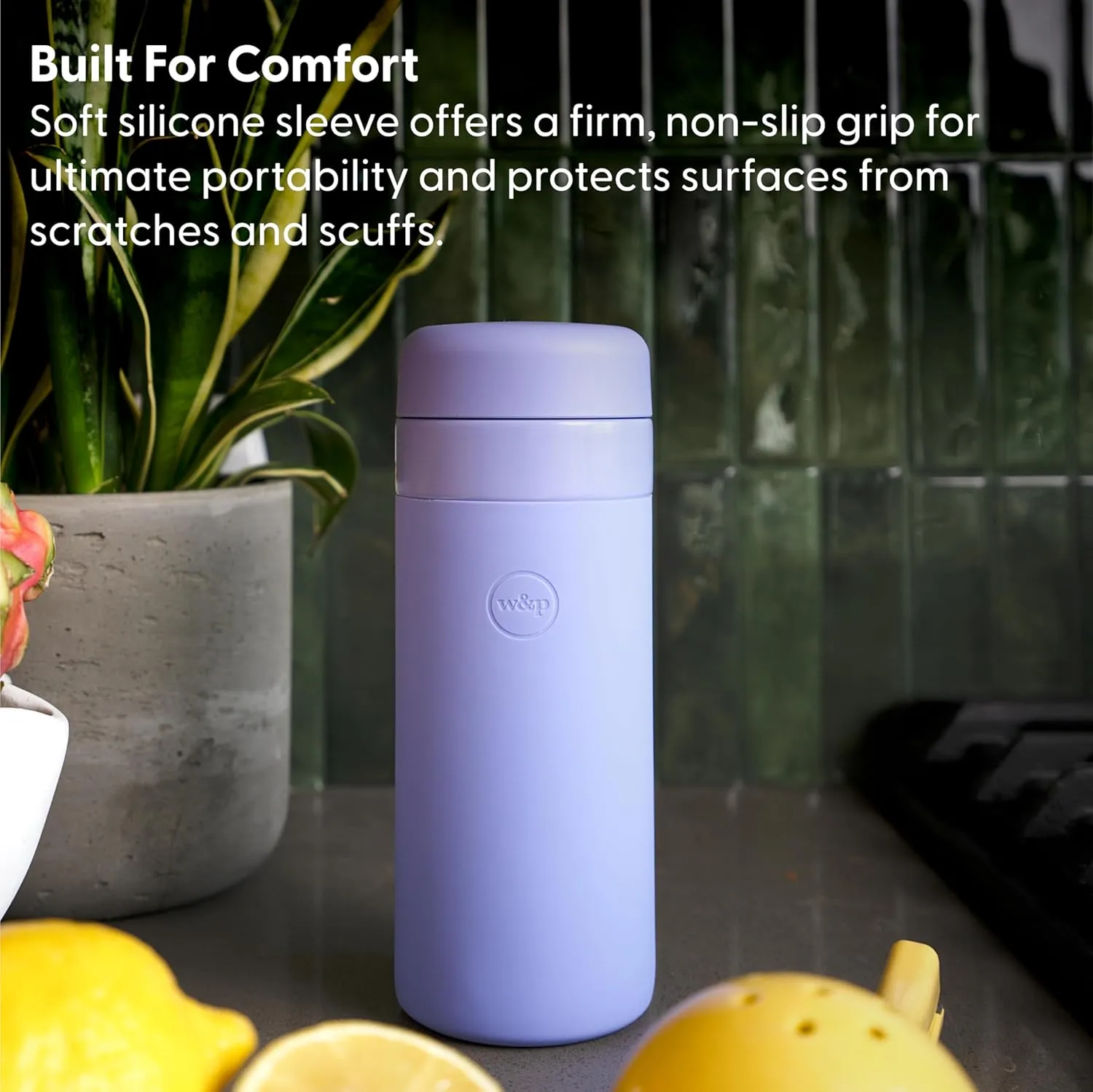 W&P Porter Insulated Bottle 16 oz | Clean Taste Ceramic Coating for Water, Coffee, & Tea | Wide Mouth Vacuum Insulated | Dishwasher Safe, Charcoal Terrazzo