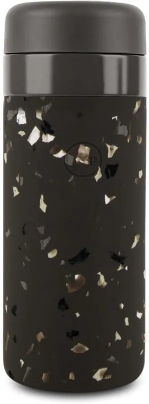 W&P Porter Insulated Bottle 16 oz | Clean Taste Ceramic Coating for Water, Coffee, & Tea | Wide Mouth Vacuum Insulated | Dishwasher Safe, Charcoal Terrazzo