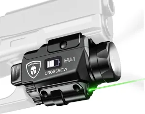 WARRIORLAND Compact MA1 800-Lumen Pistol Light, Fits G17/ G19/ G19X/ P320/ G2C/ Hellcat Pro/Echelon and Other 100  Models, with Green Laser White LED Combo, Tactical Flashlight with Battery Indicator