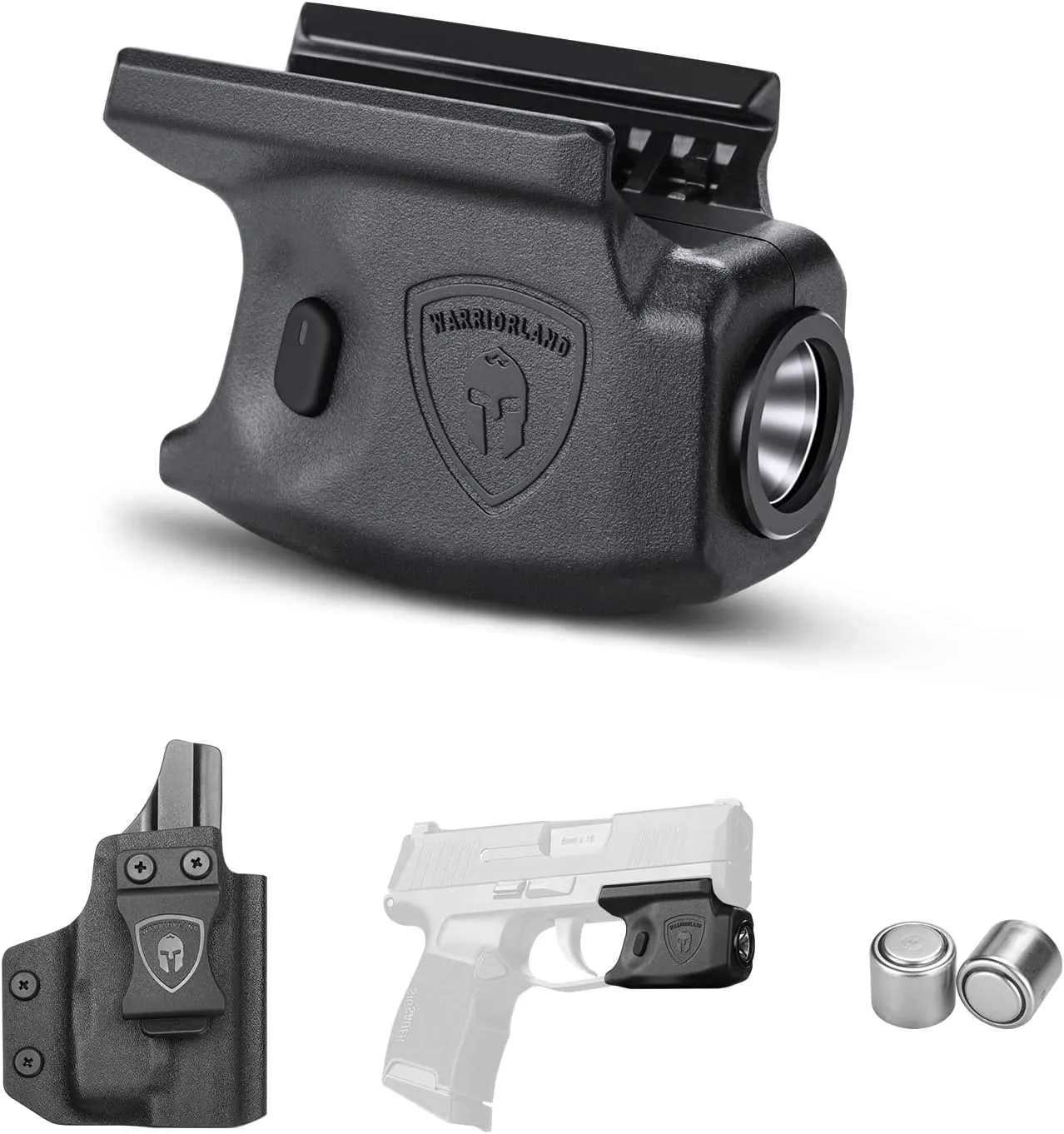 WARRIORLAND Mini Gun Light with Kydex Holster Combo - Compatible with Sig P365 / P365X / P365 XL Pistol, 150 Lumens Rail Mount LED Tactical Flashlight SL-1 w/ Holster