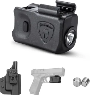 WARRIORLAND Mini Pistol Light with Kydex Holster Tailored Made Compatible with Glock 17/19/21/22 Gen 3 4 5 & G23/32 Gen 4 Pistol, 150 Lumen Handgun Light, Tactical Flashlight SL-1 w/ G17/19 Holster