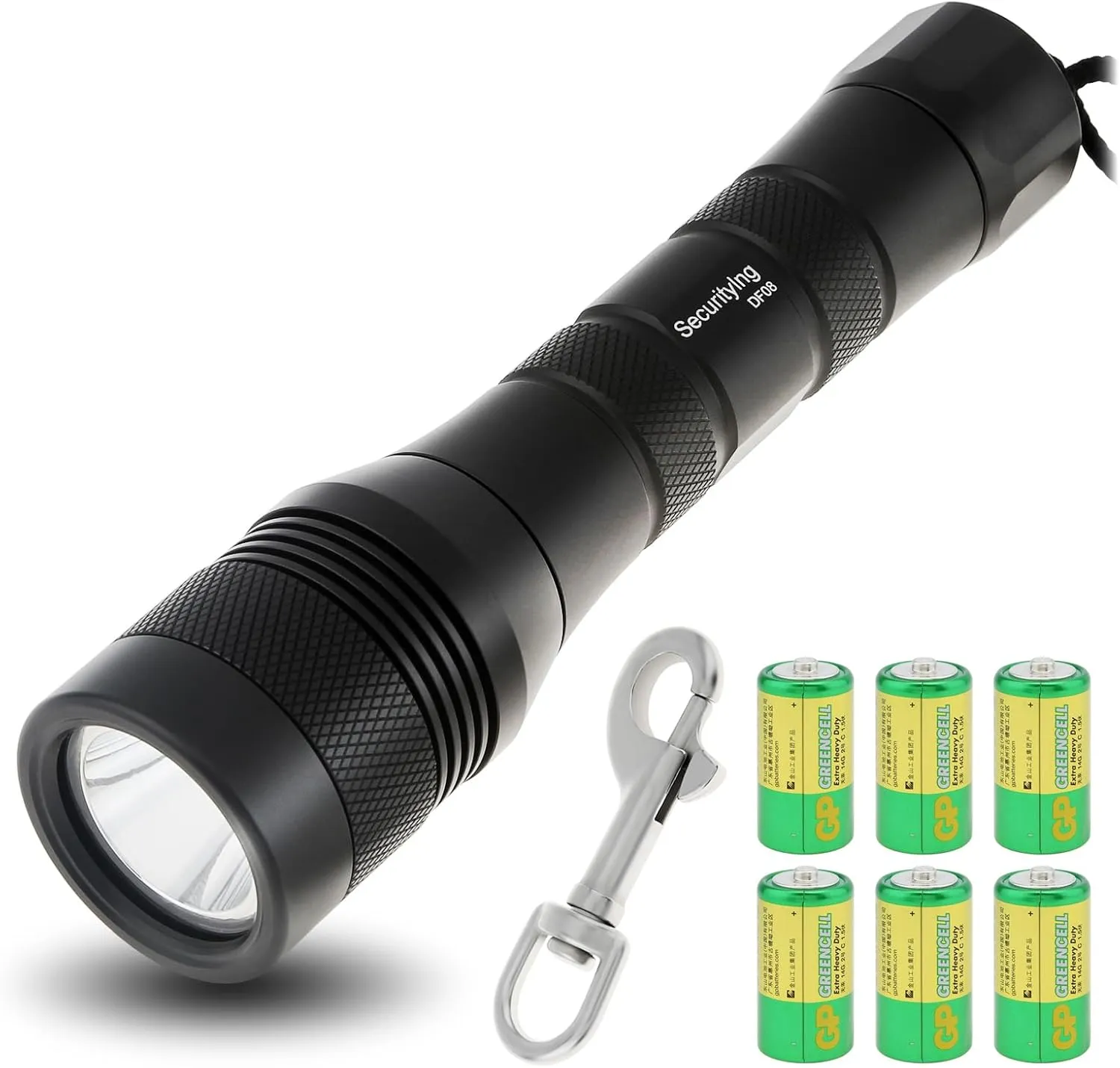 Waterproof 1000 Lumens LED Diving Flashlight Underwater 150m Super Bright LED Scuba Light, 9 Degrees Narrow-Angle Beam Diving Safety Light Night Dive Torch (with Batteries)