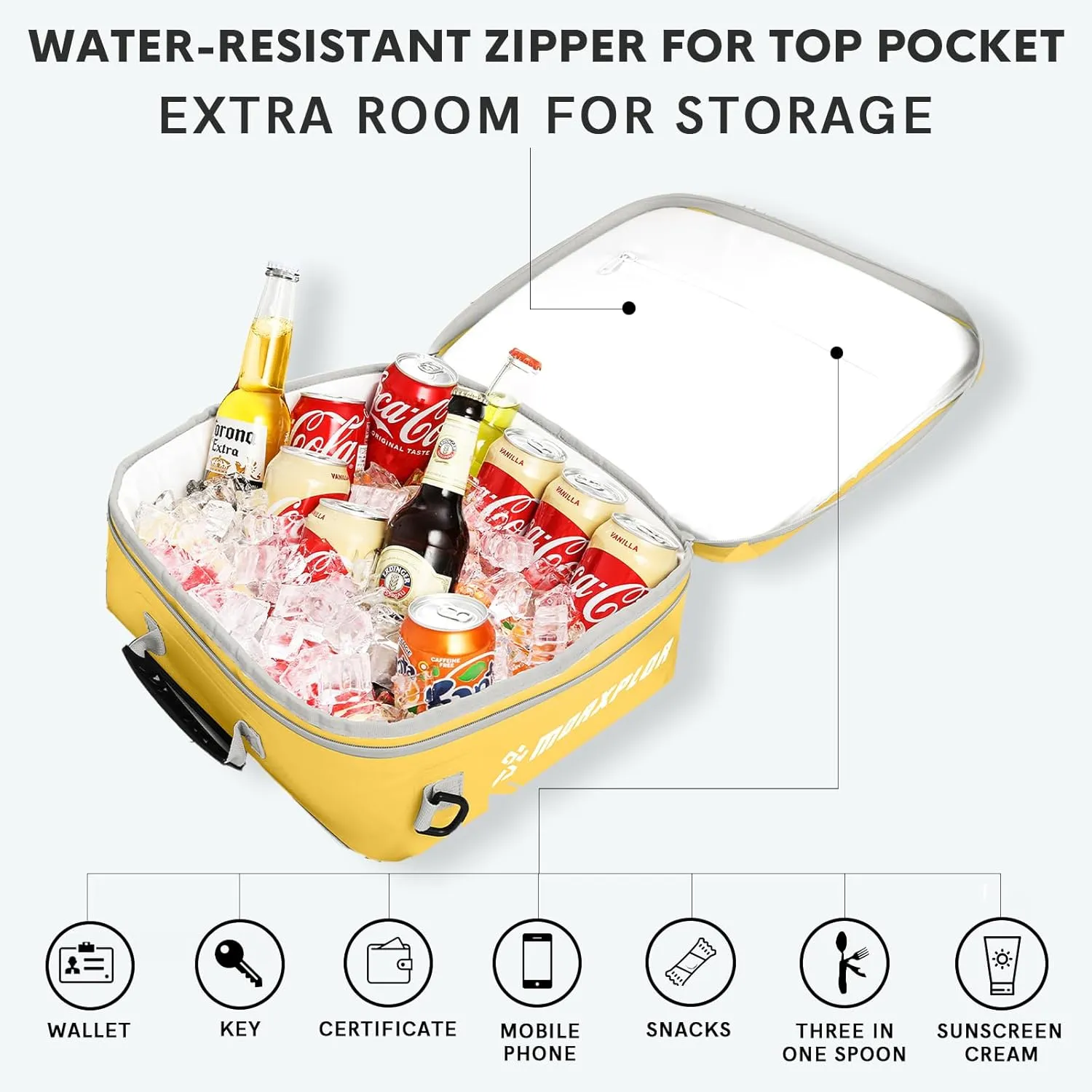 Waterproof PVC Paddleboard Cooler Deck Bag - 12 Can Soft Insulated Cooler for Paddleboarding, Camping, Kayaking