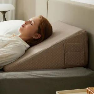 Wedge Pillow for Sleeping, 10 inch Elevated Support Bed Wedge Pillow, Breathable Triangle Pillow Wedge with Cooling Memory Foam Top - Removable Washable Cover, Coffee