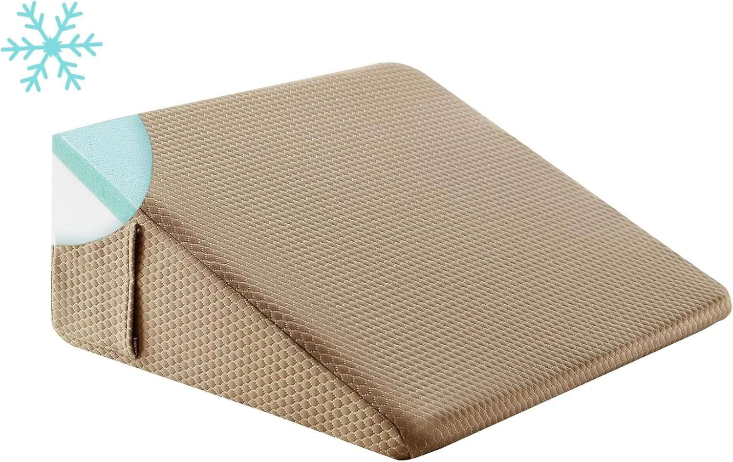 Wedge Pillow for Sleeping, 10 inch Elevated Support Bed Wedge Pillow, Breathable Triangle Pillow Wedge with Cooling Memory Foam Top - Removable Washable Cover, Coffee