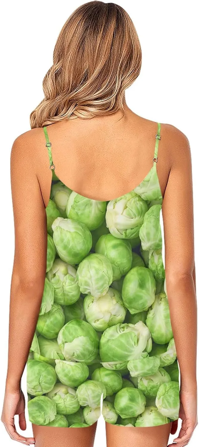 Weeds Leaf Skull Womens Cami Shorts Pajama Sets Soft 2 Piece Pj Lounge Set Sleep Sleepwear