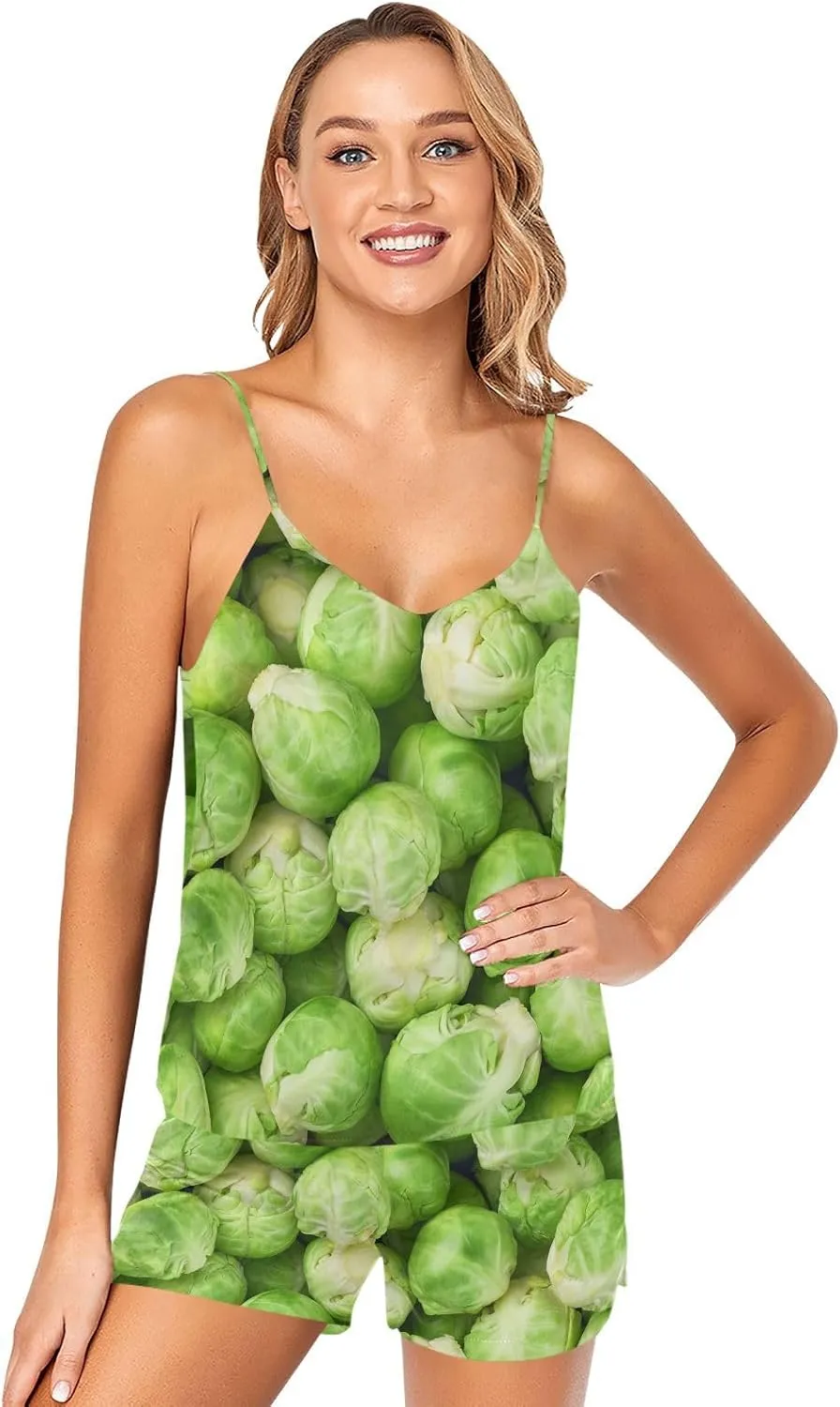 Weeds Leaf Skull Womens Cami Shorts Pajama Sets Soft 2 Piece Pj Lounge Set Sleep Sleepwear