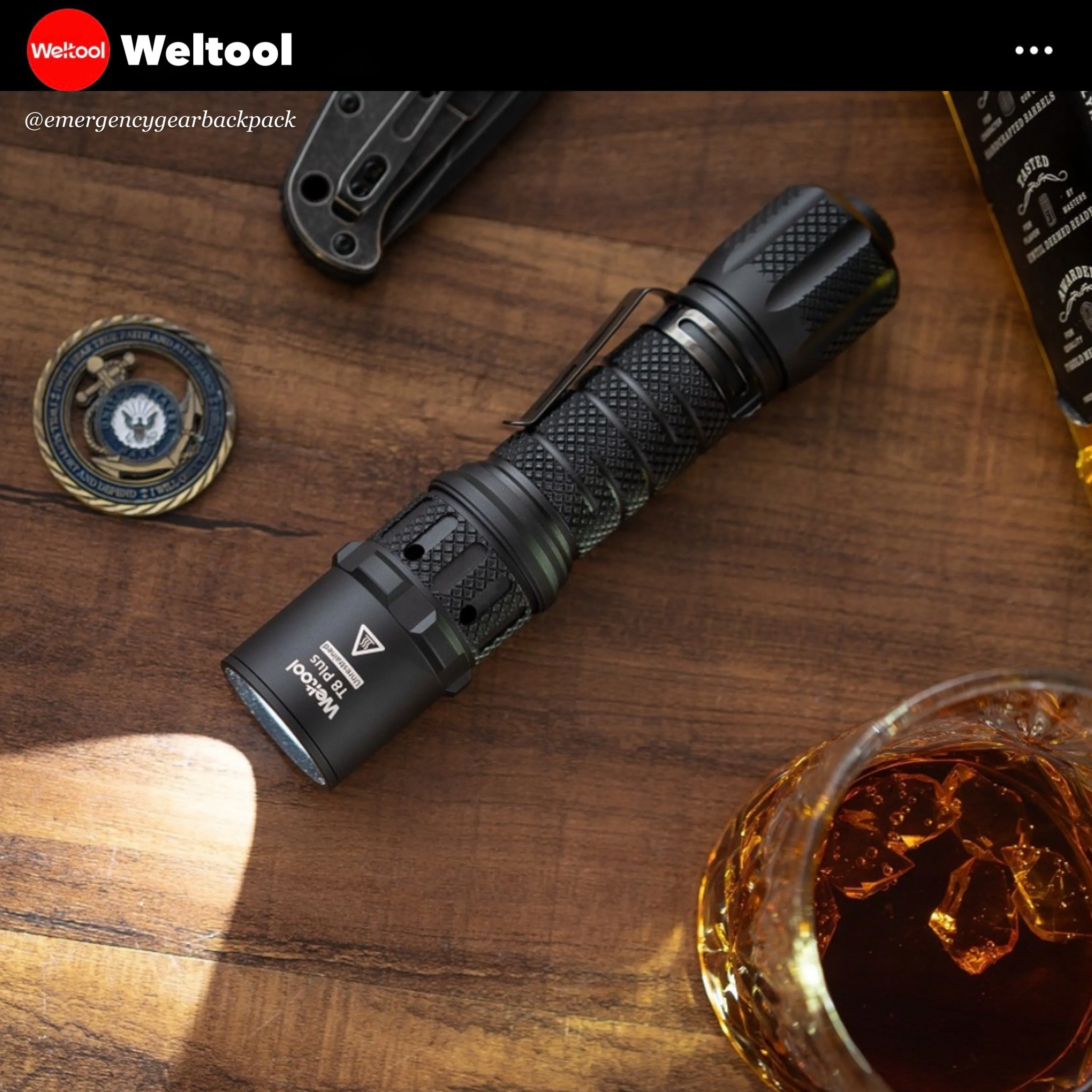 Weltool T8Plus TAC Tactical Flashlight 2180 Lumens 636M