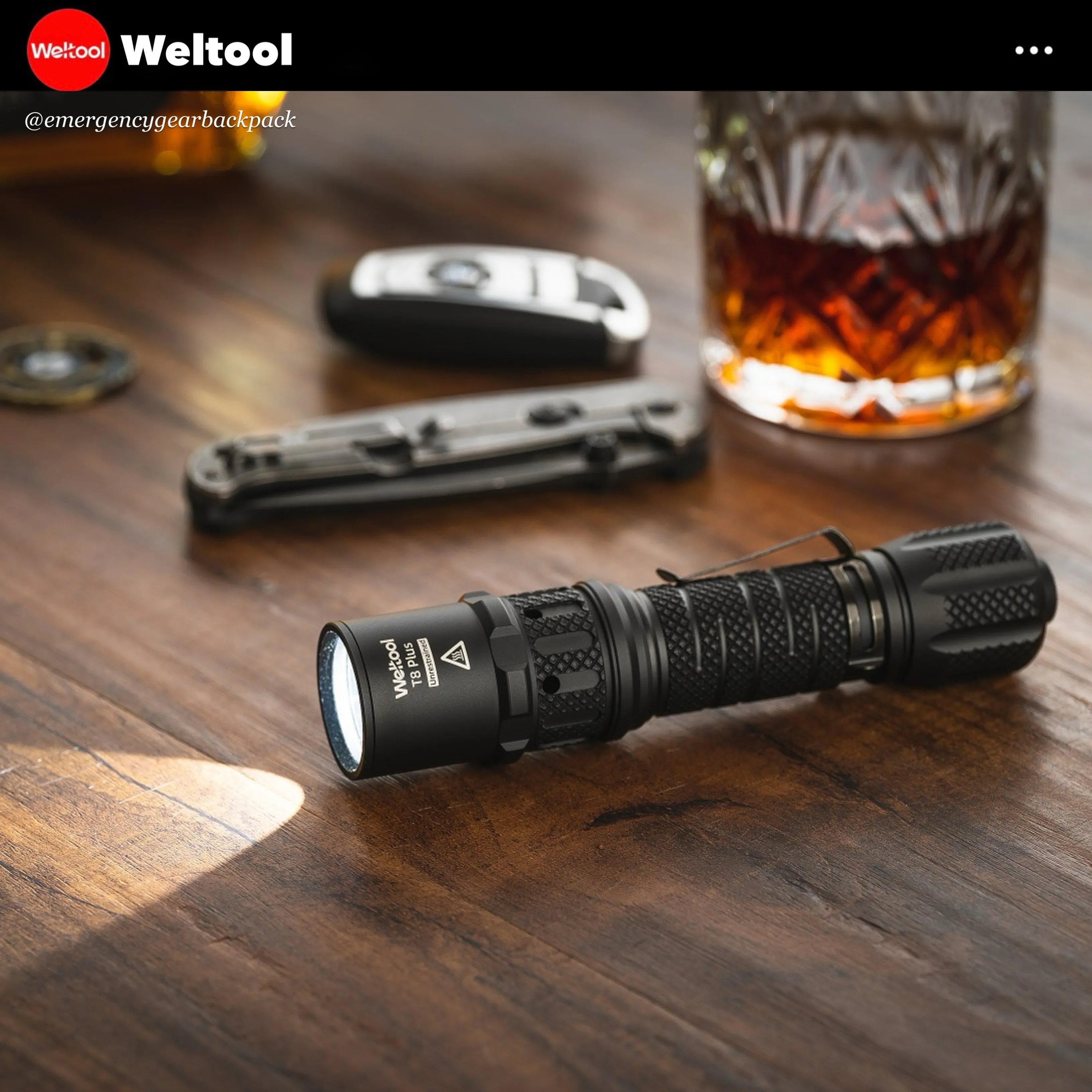 Weltool T8Plus TAC Tactical Flashlight 2180 Lumens 636M