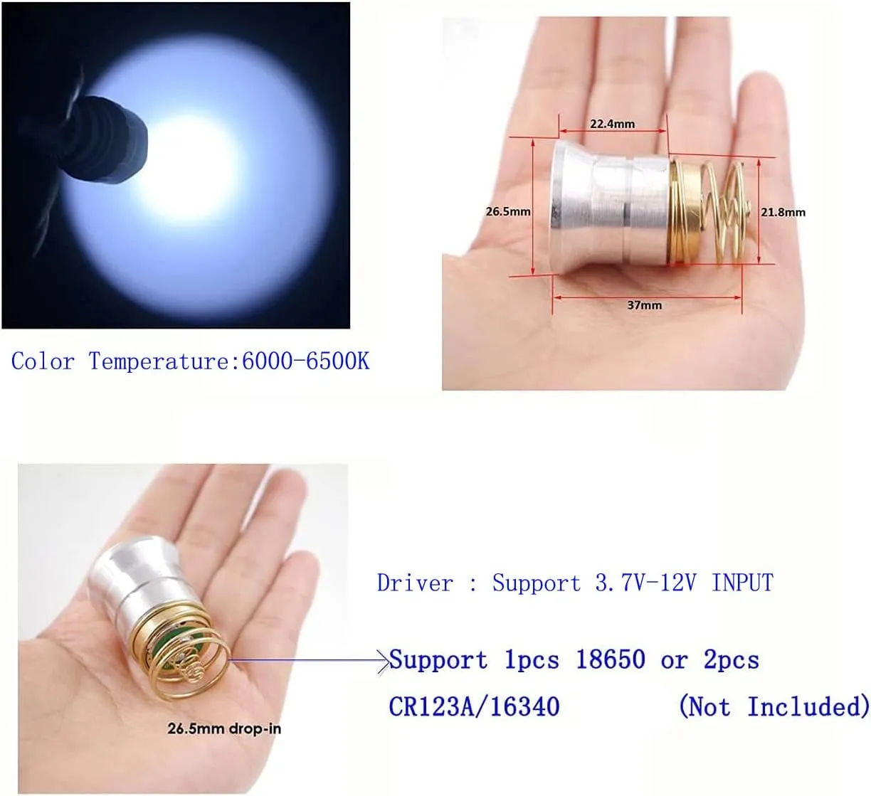 WF-502B Single Mode 10W LED Bulb 1200 Lumen Mini Portable Tactical Handheld Flashlight Torch Lamp with Clip (Blue)