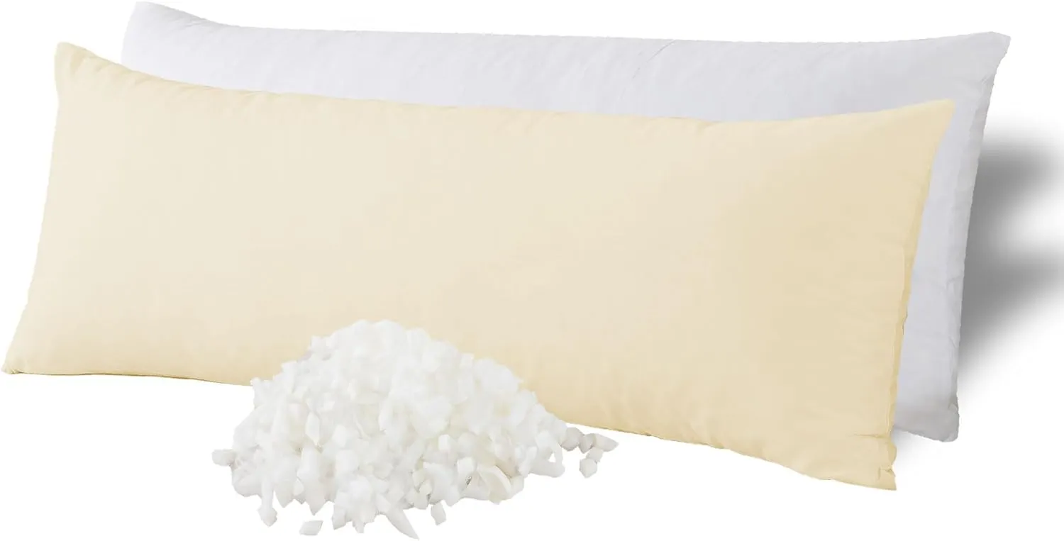 WhatsBedding Memory Foam Body Pillow with Breathable Zippered Cotton Cover, Full Body Pillow for Adults, Long Pillow for Sleeping, Firm Breathable Fluffy Supportive-Beige