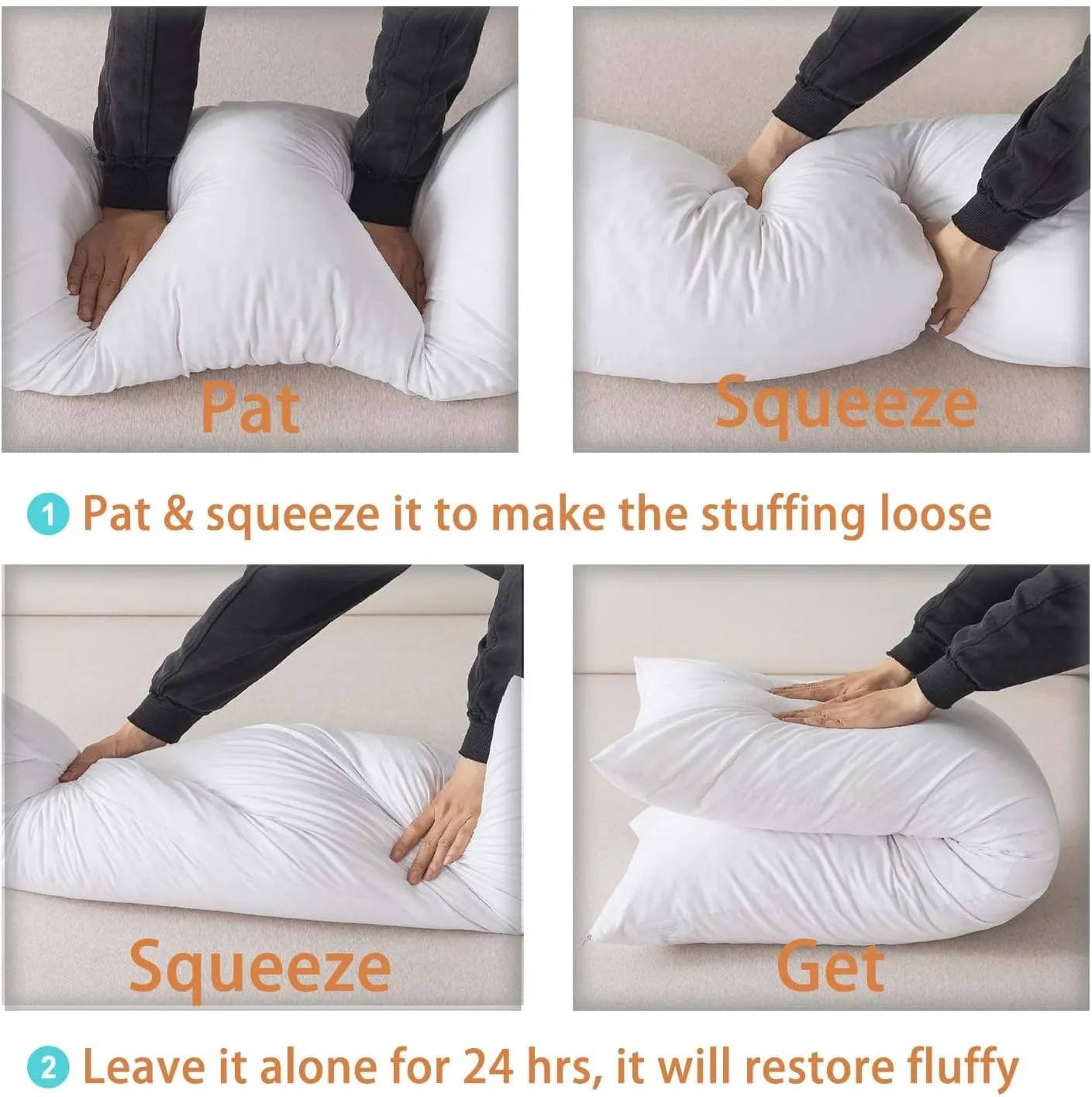 WhatsBedding Memory Foam Body Pillow with Breathable Zippered Cotton Cover, Full Body Pillow for Adults, Long Pillow for Sleeping, Firm Breathable Fluffy Supportive-Beige