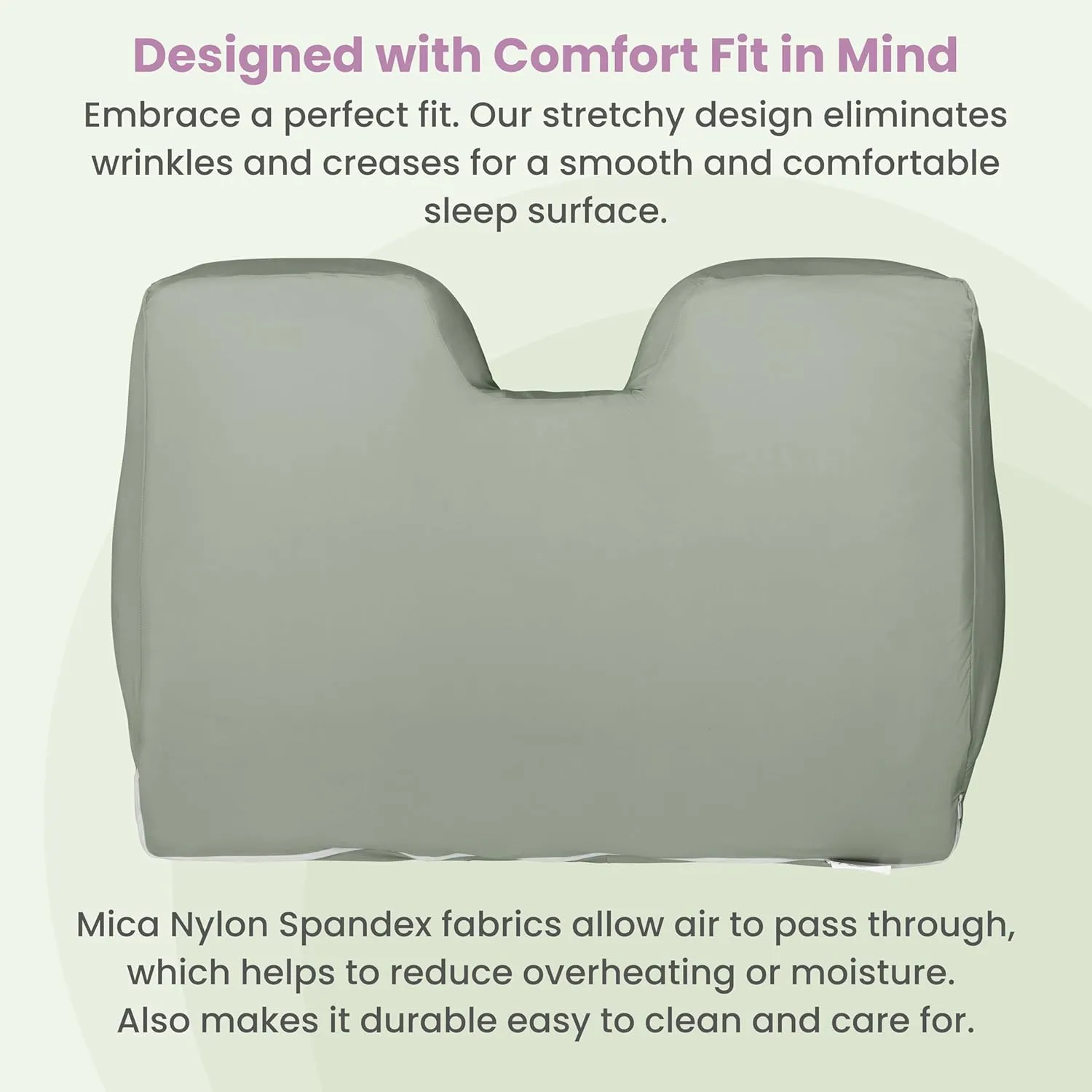 Wife Pillow Cooling Pillowcase: Q-Max 0.4 Cool Fabric, Buttery-Soft, Breathable, Silky-Smooth & Skin Friendly. Washable Cover with Zipper. Designed for Comfortable and Refreshing Sleep, Sage Slumber