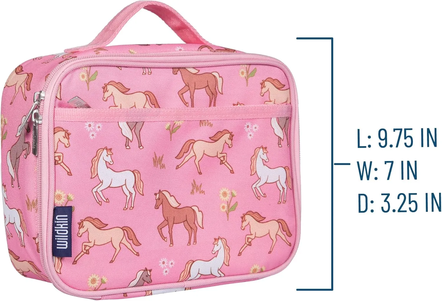 Wildkin Kids Insulated Lunch Box – Durable and Reusable for School & Travel - Wild Horses