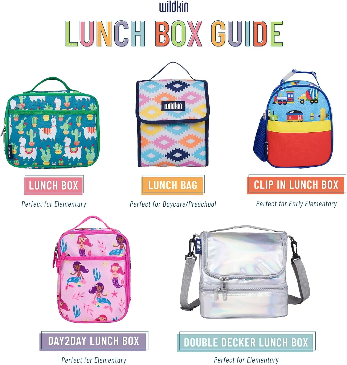 Wildkin Kids Insulated Lunch Box – Durable and Reusable for School & Travel - Wild Horses