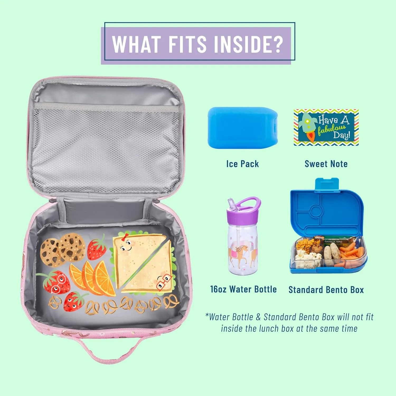 Wildkin Kids Insulated Lunch Box – Durable and Reusable for School & Travel - Wild Horses