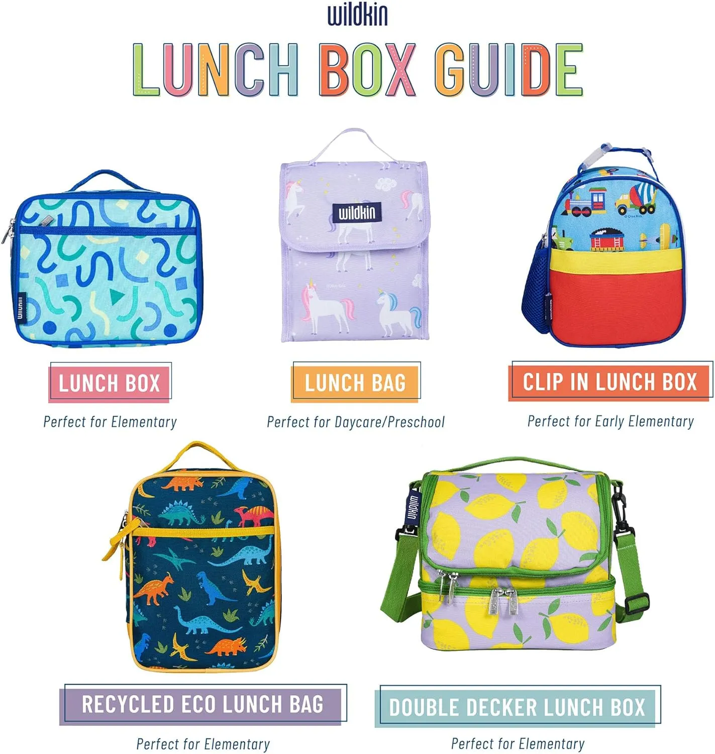 Wildkin Two Compartment Insulated Lunch Bag for Kids – School & Travel Ready - Holographic