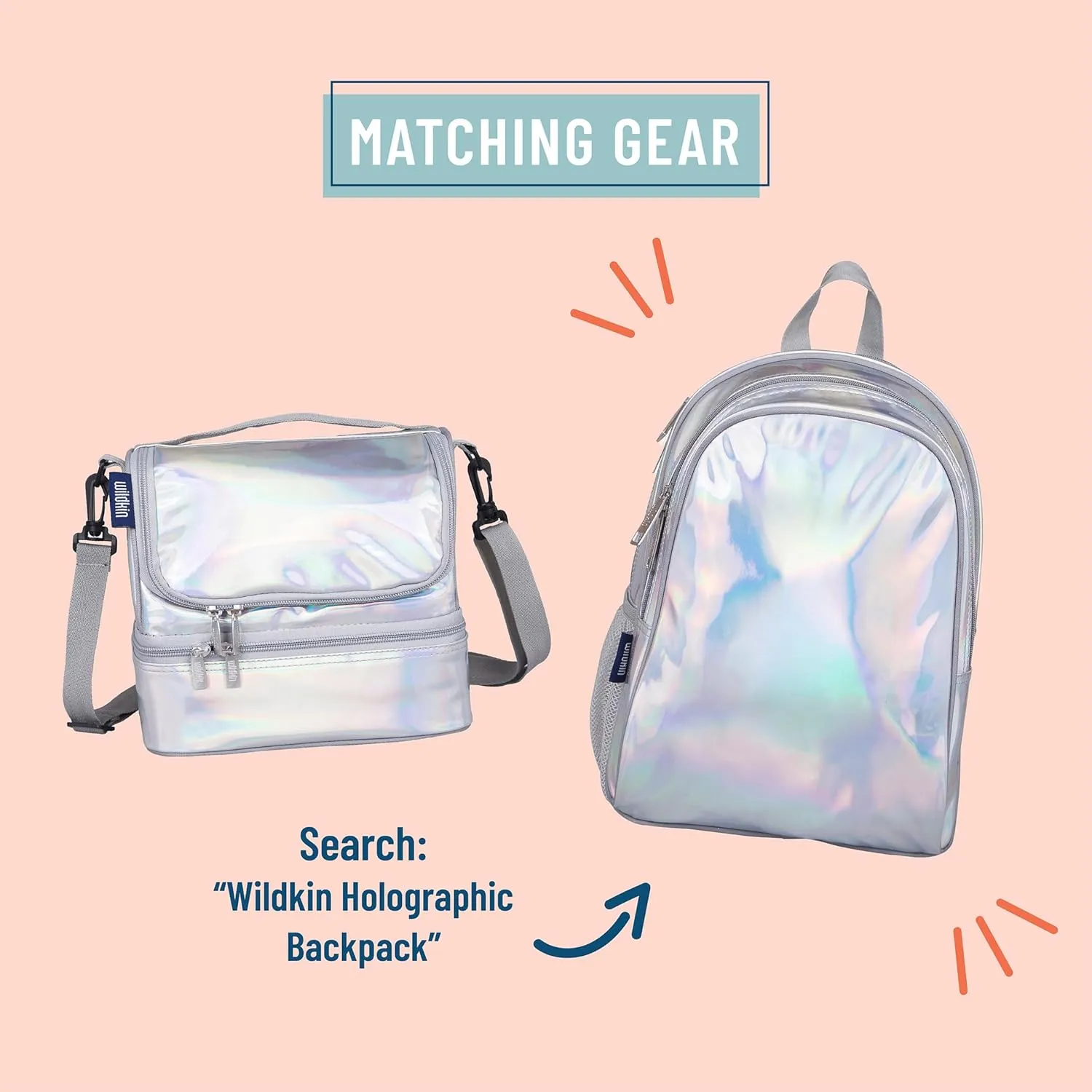 Wildkin Two Compartment Insulated Lunch Bag for Kids – School & Travel Ready - Holographic