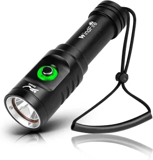 WINDFIRE Dive Light Scuba Diving Flashlight, Super Bright Rechargeable Waterproof Torch with Power Indicator, 3 Modes Underwater Lights, Scuba & Snorkeling Safety Dive Lights for Night Diving