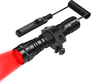 WINDFIRE Red Flashlights Predator Light LED Coyote Hog Varmint Hunting Lights Tactical Rifle Flashlight Torch with Picatinny Rail Mount, Pressure Switch