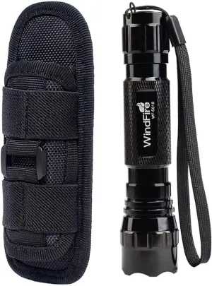 WINDFIRE WF-501B Flashlights 1200 Lumens Tactical LED Flashlight 1 Mode High Powered Handheld Torch Water Resistant Portable with Holster Duty Belt Holder (Battery Not Included)